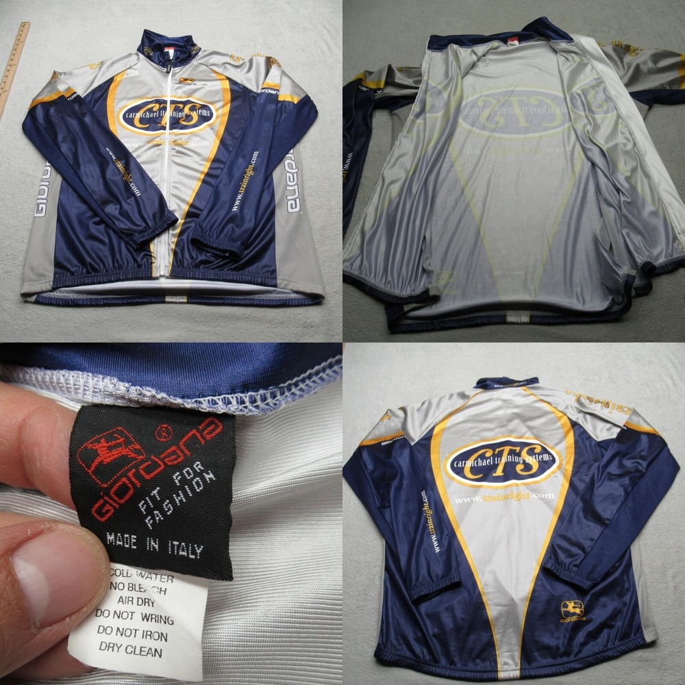 Giordana Cycling Jacket Mens XL Blue Mesh Panel Raglan Full Zip Italy Made VTG